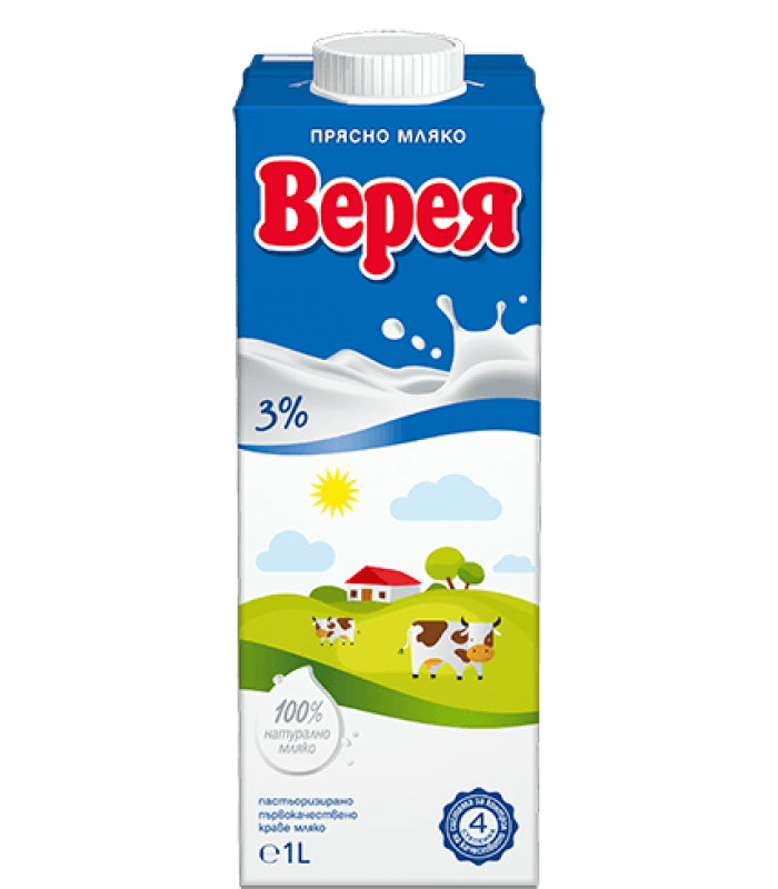 ПРЯСНО МЛЯКО ВЕРЕЯ 3% 1Л